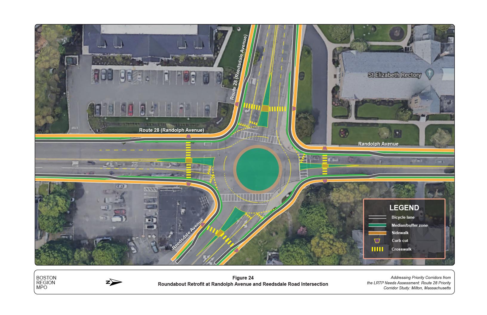 Figure 24
Roundabout Retrofit at Randolph Avenue and Reedsdale Road Intersection 
Figure 24 shows the layout of the Roundabout Retrofit at Randolph Avenue and Reedsdale Road Intersection.
