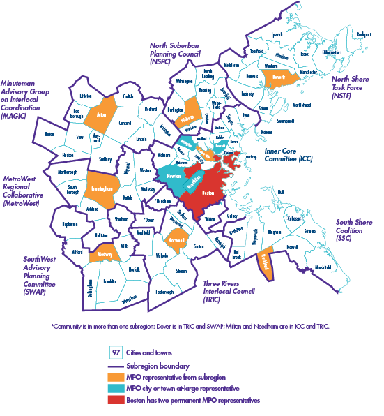 This is a map of the cities and towns in the Boston Region. There are 97 cities and towns within the Boston Region Metropolitan Planning Organization’s planning area.