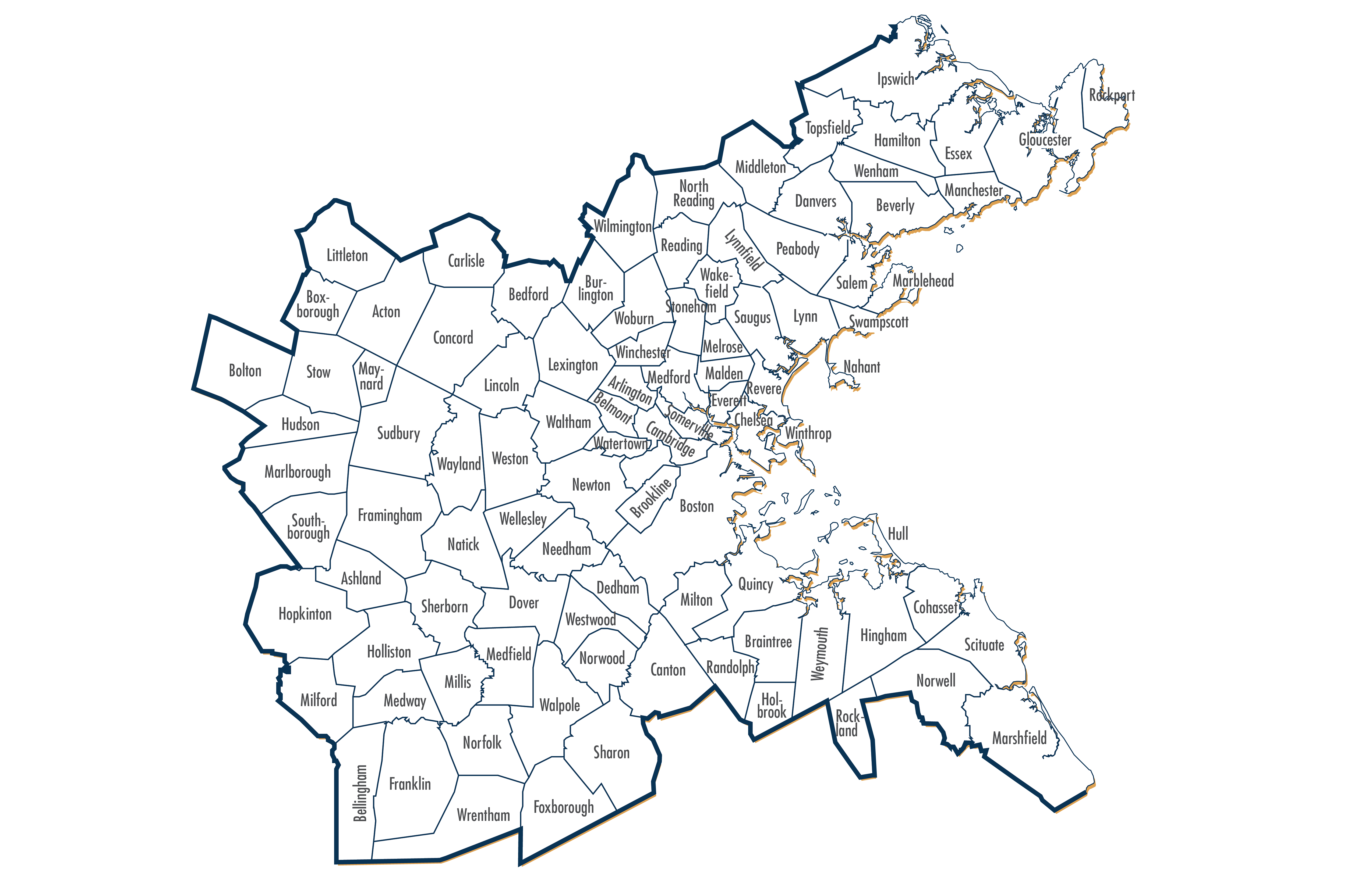 Map of the Boston MPO region