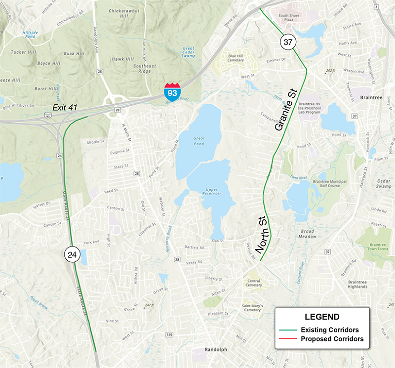Figure 9bThis figure shows the existing corridor in Braintree and Randolph.