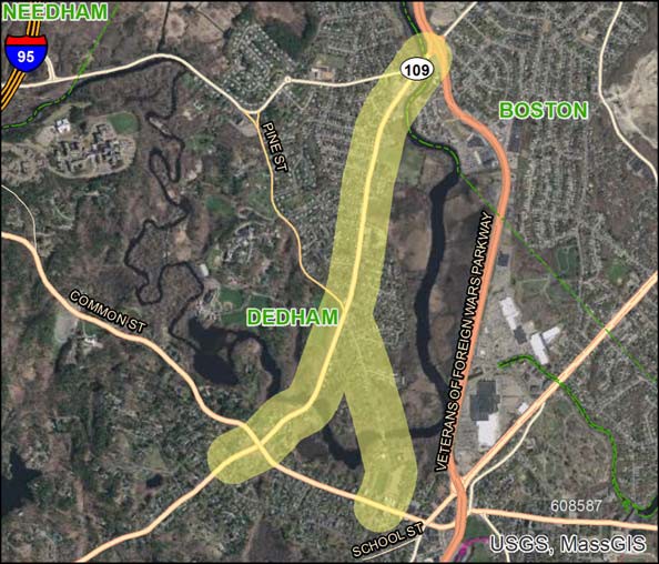 Aerial view of study area