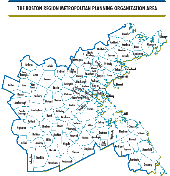 An image of the Boston Region Metropolitan Planning Organization Area.