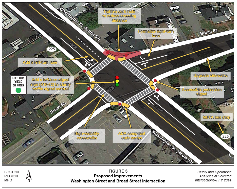 FIGURE 5. Aerial-view map that shows proposed improvements recommended by MPO staff