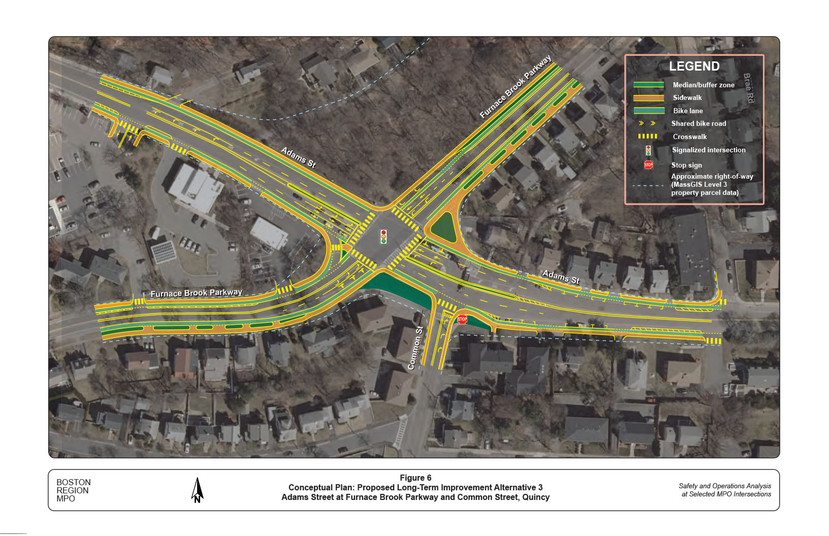 Figure 6: Proposed Long-Term Improvement Alternative 3
This figure shows a conceptual plan view of the proposed roadway modifications in the long-term improvement Alternative 3.
