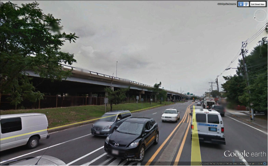 FIGURE 16. Viaduct Approaching Interchange 28/Sullivan Square Exit, View Looking South from Mystic Avenue
Figure 16 contains a color photograph of the above-cited location.