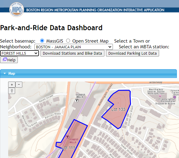 A screenshot of the Park-and-Ride dashboard.