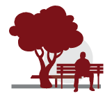 A graphic of a man sitting on a bench underneath a tree